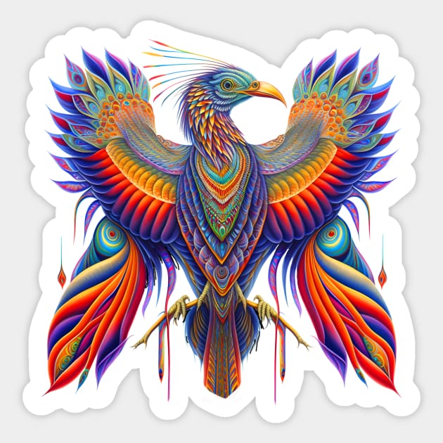 Rainbow Ceremonial Bird Sticker by Completely Mental